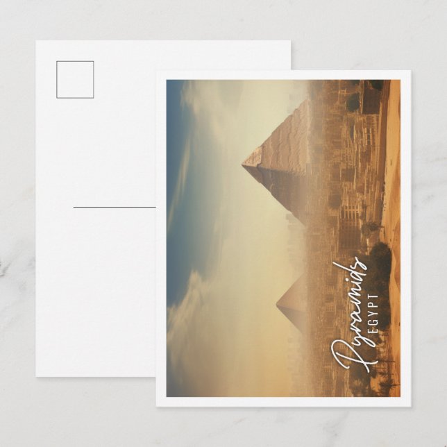 Ägyptische Pyramiden von Gizeh bei Sonnenuntergang Postkarte (Vorne/Hinten)