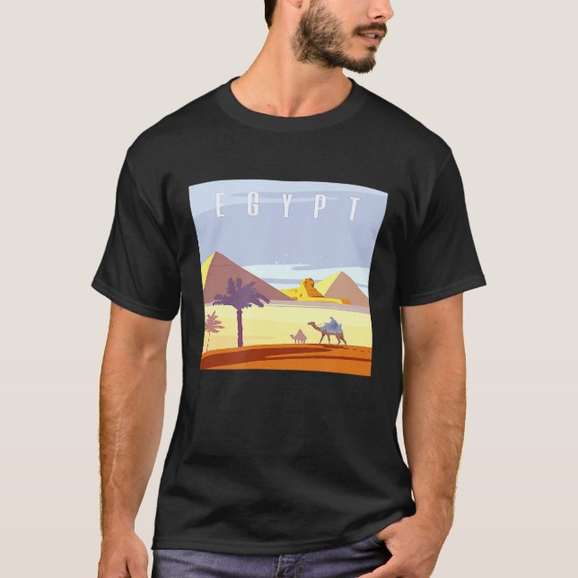 Ägyptische Pyramiden-Wüste Camel Art Deco T-Shirt (Vorderseite)