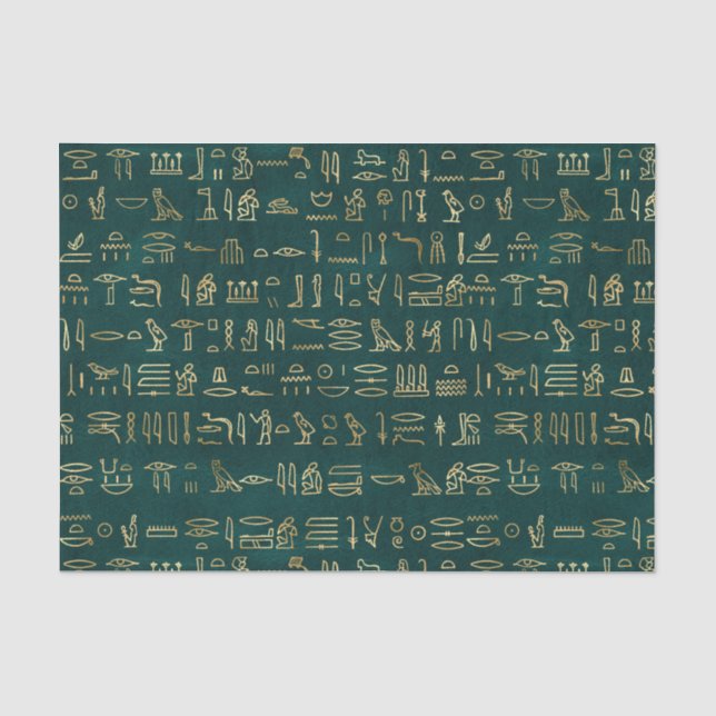 Ägyptische Schriftzeichen für grüne und goldene äg Seidenpapier (Vorderseite)