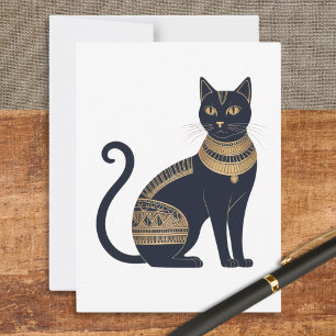 Ägyptische schwarze Katze elegante Katze Postkarte