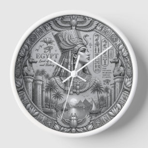 Ägyptische silberne Wanduhr – Elegantes Altes Ägyp