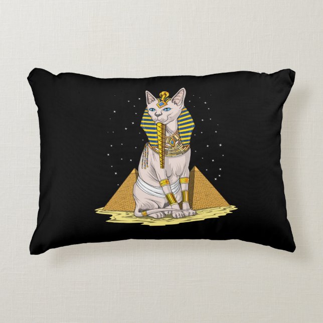 Ägyptische Sphynx Cat Bastet Antike Göttin Dekokissen (Vorderseite)