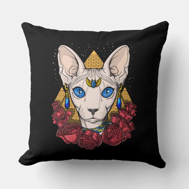 Ägyptische Sphynx-Katze-Göttin Antike Mythologie Kissen (Vorderseite)