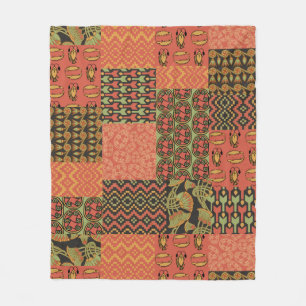 Ägyptische Stammes-Imitate Patchwork Rusty Red Fleecedecke