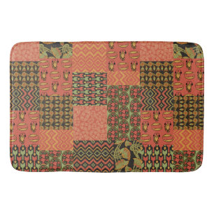 Ägyptische Stammesketten Patchwork Red Green Black Badematte