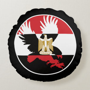Ägyptische Steppe Eagle Nationale Tierflagge Rundes Kissen