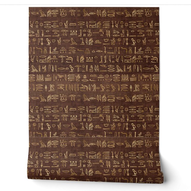 Ägyptische Symbole Ägypten Thema Gold und Braun Tapete (Abrollen)