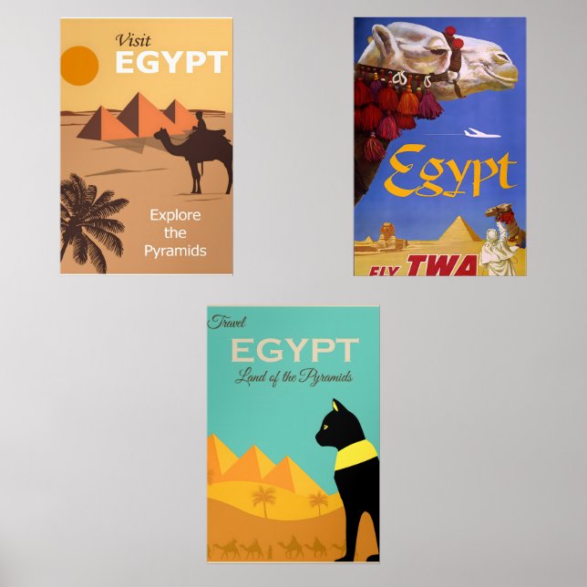 Ägyptische Vintage-Plakate Bilderwand Sets (Vorderseite)