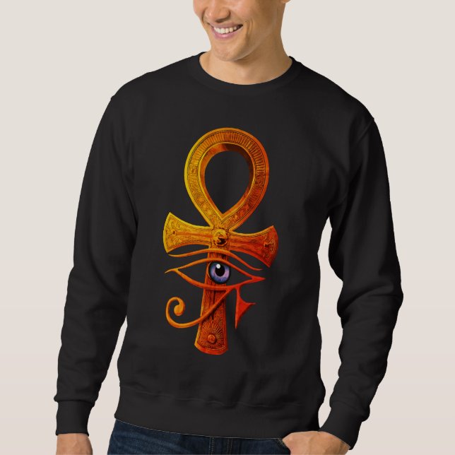 Ägyptischer Ankh Auge des alten Horus Symbol Prote Sweatshirt (Vorderseite)