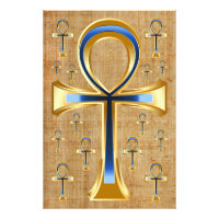 Ägyptischer Ankh - Gold und Blue Design