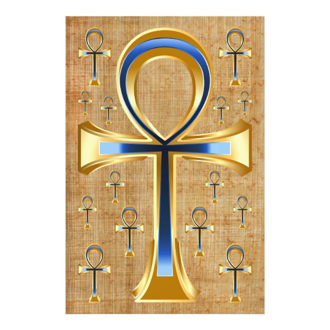 Ägyptischer Ankh - Gold und Blue Design Fotodruck (Vorne)