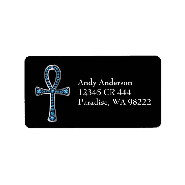 Ägyptischer Ankh mit Aquamarine Adressaufkleber (Vorne)