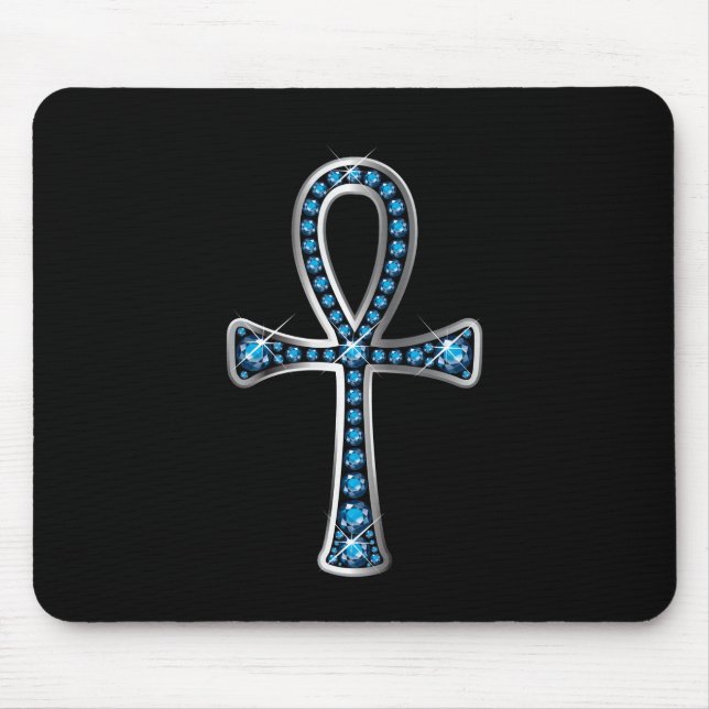 Ägyptischer Ankh mit Aquamarine Mousepad (Vorne)