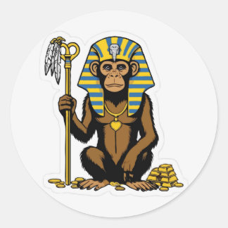 Ägyptischer Baboon-Gold-Schatzsticker Runder Aufkleber