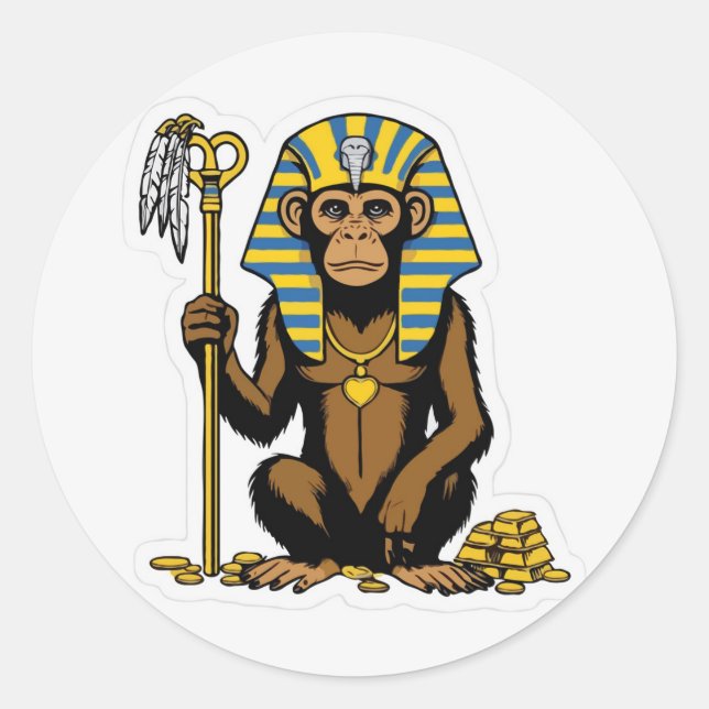 Ägyptischer Baboon-Gold-Schatzsticker Runder Aufkleber (Vorderseite)