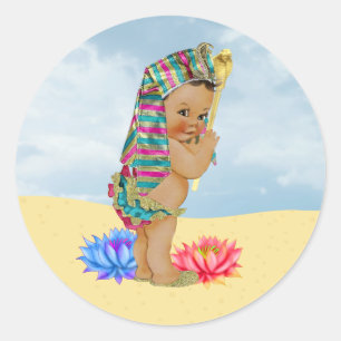 Ägyptischer Baby-Duschen-Aufkleber mit Vintagem Runder Aufkleber