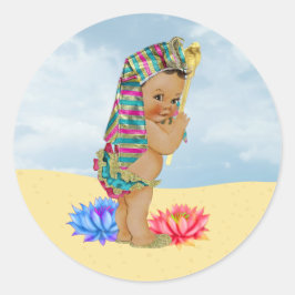 Ägyptischer Babyduschenaufkleber mit Vintagem Baby Runder Aufkleber