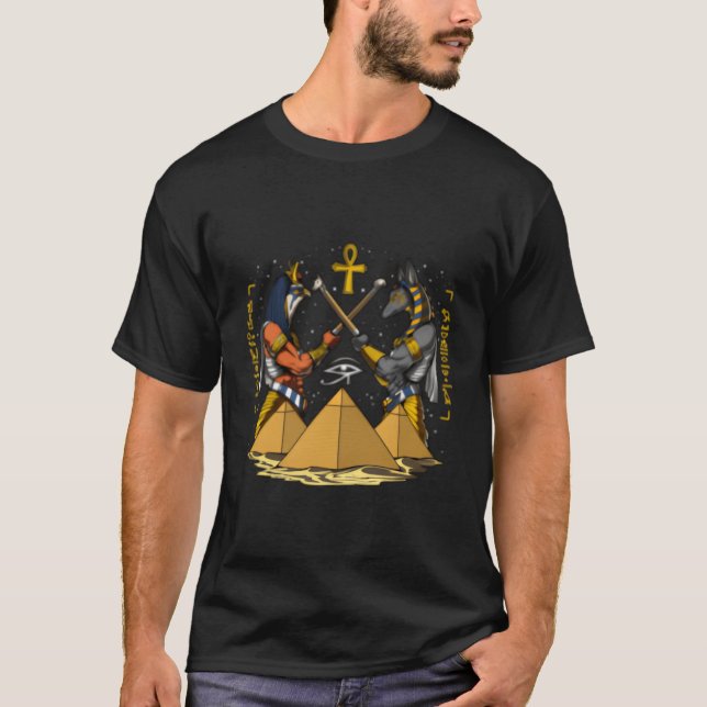 Ägyptischer Gott Anubis Horus Ancient Pyramids Ank T-Shirt (Vorderseite)