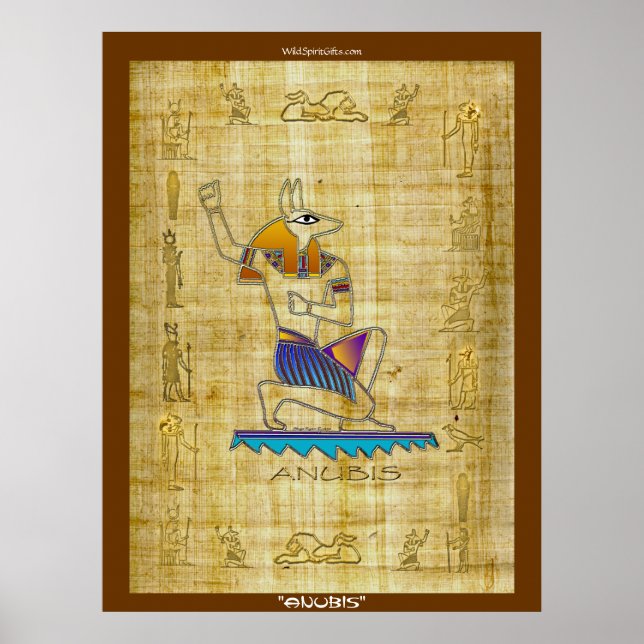 Ägyptischer Gott "ANUBIS on Papyrus" Art Poster (Vorne)