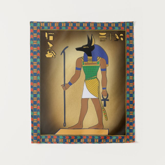 Ägyptischer Gott Anubis Wall hing Wandteppich (Vorderseite)