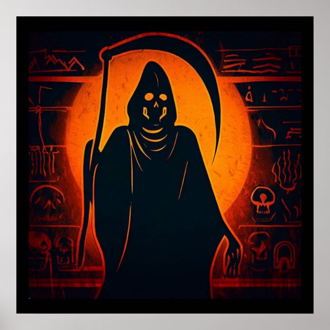 Ägyptischer Grim-Sensenmann Halloween 1 Poster (Vorne)