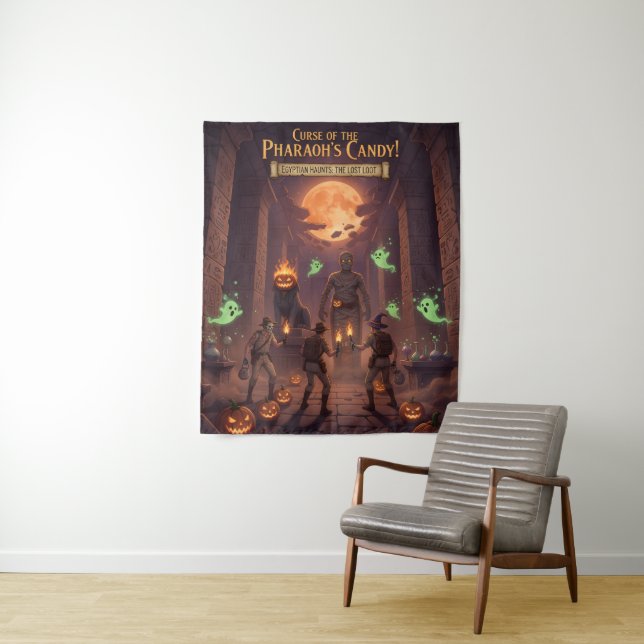 Ägyptischer Halloween-Hintergrund Wandteppich (Beispiel)