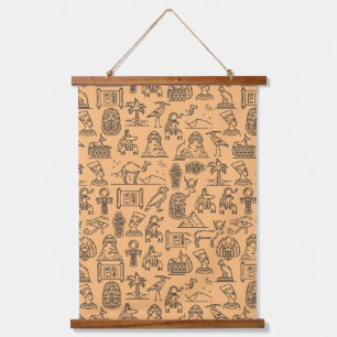 Ägyptischer Hieroglyphensymbol-Hintergrund     Wandteppich Mit Holzrahmen
