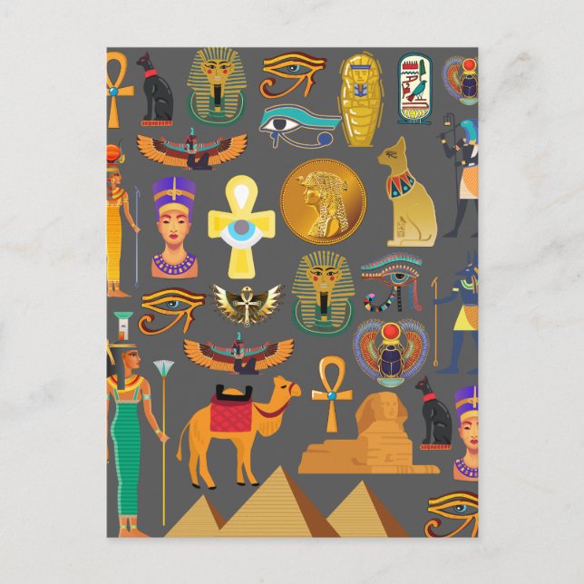 ägyptischer Hieroglyphus Symbol Muster Pharao Feiertagspostkarte (Vorderseite)