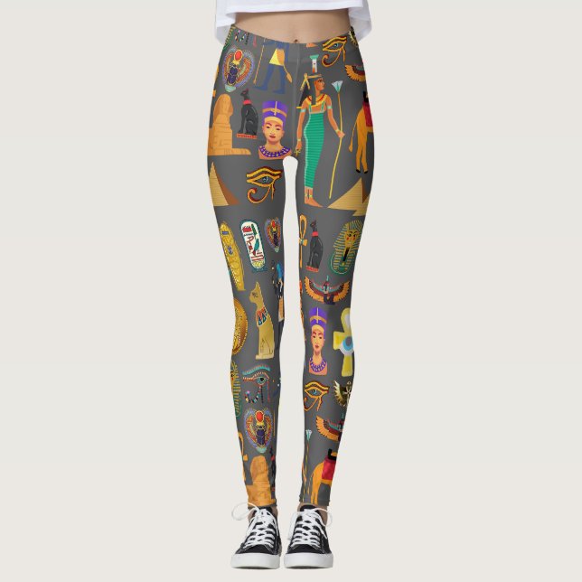 ägyptischer Hieroglyphus Symbol Muster Pharao Leggings (Vorderseite)