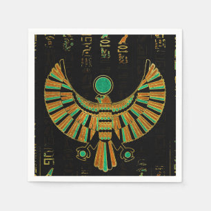 Ägyptischer Horus Falcon Gold und Farbkristall Serviette