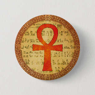 Ägyptischer Knopf - Ankh Kreuz Button
