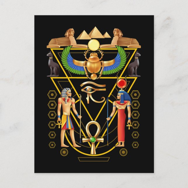 Ägyptischer Kulturskarab Artifakt Ankh Horus Eye Postkarte (Vorderseite)