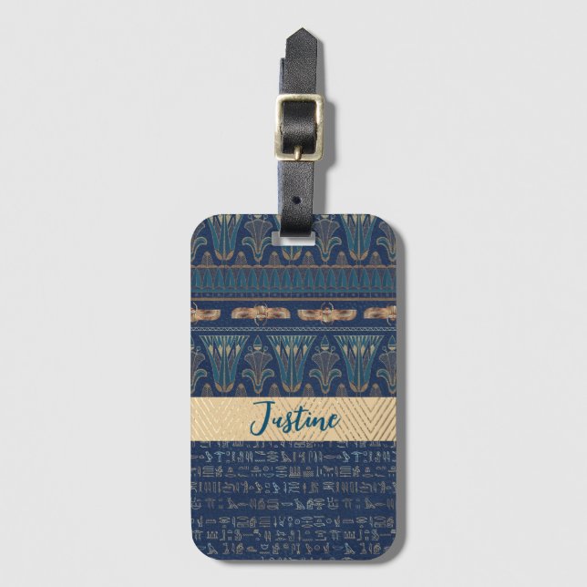 Ägyptischer Lotus Scarab Hieroglyphen Personalisie Gepäckanhänger (Vorderseite Vertikal)