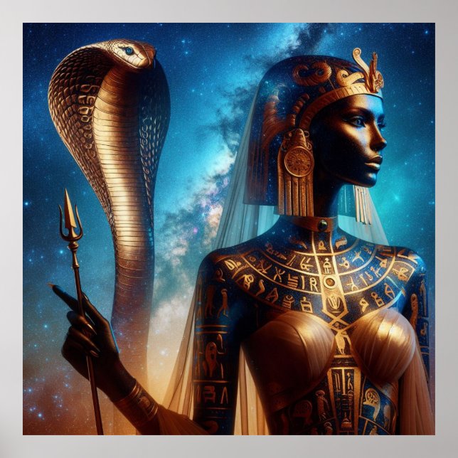 Ägyptischer Pharao mit König Kobra Poster (Vorne)