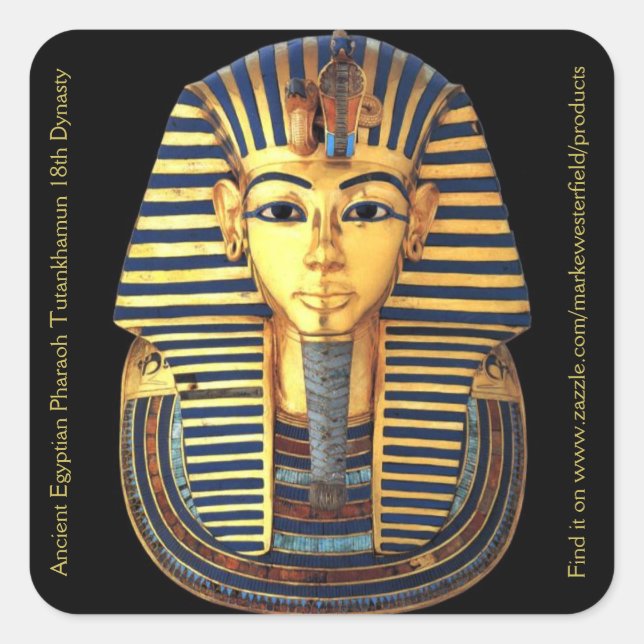Ägyptischer Pharao Tutankhamun 18. Dynastie Quadratischer Aufkleber (Vorderseite)