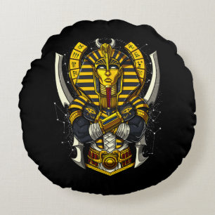 Ägyptischer Pharao Tutankhamun Antiker König Tut Rundes Kissen