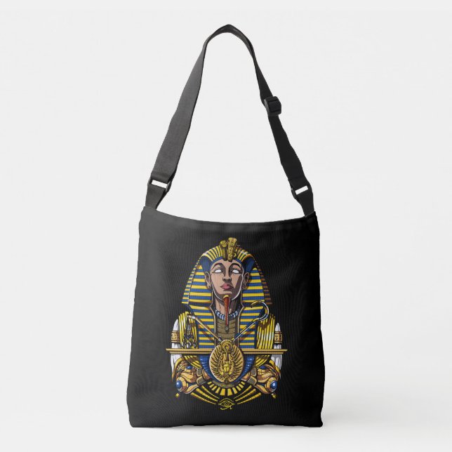 Ägyptischer Pharao Tutankhamun King Tut Tragetaschen Mit Langen Trägern (Vorderseite)