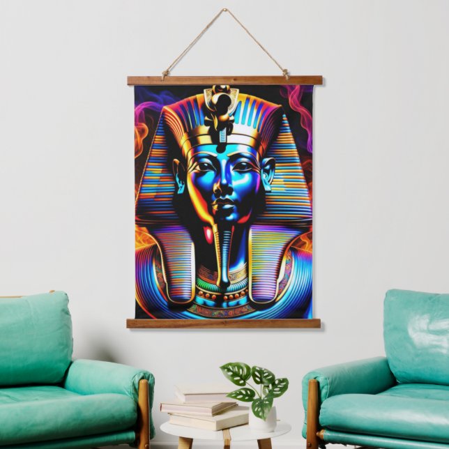 Ägyptischer Pharao Wandteppich Mit Holzrahmen (Wohnzimmer)