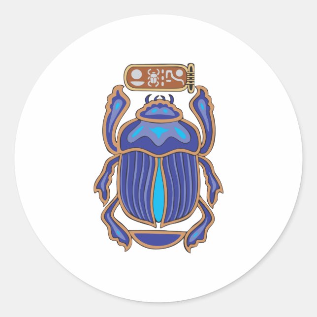 Ägyptischer Scarab Dung Dung Beetle Runder Aufkleber (Vorderseite)