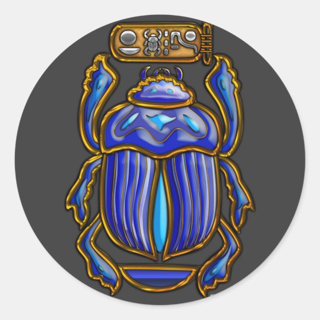 Ägyptischer Scarab Runder Aufkleber (Vorderseite)