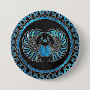 Ägyptischer Scarabäus-Käfer - Gold und blaues G Button