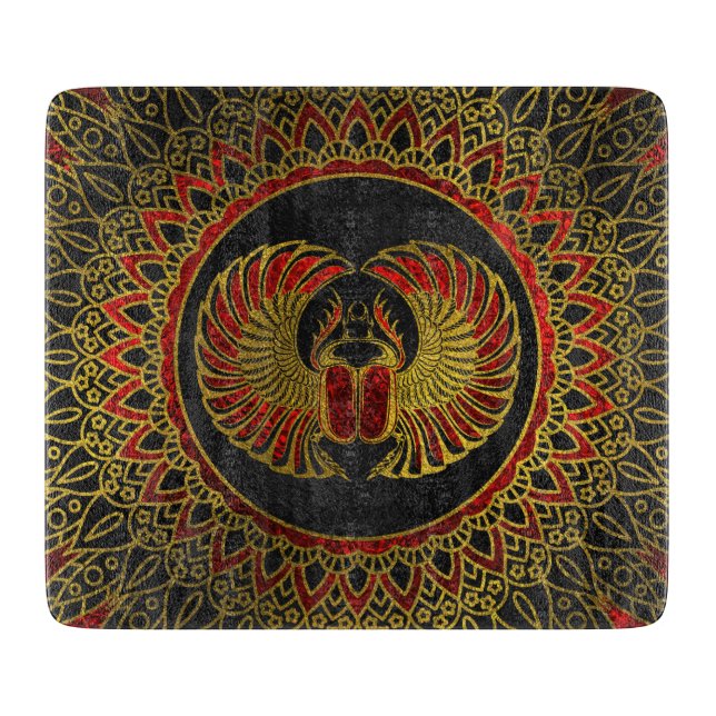 Ägyptischer Scarabäus-Käfer - Gold und rotes Schneidebrett (Vorderseite)