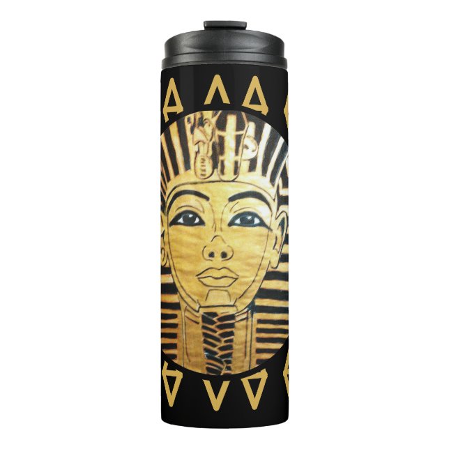 Ägyptischer Schwarz-Gold-Stil Thermosbecher (Vorderseite)