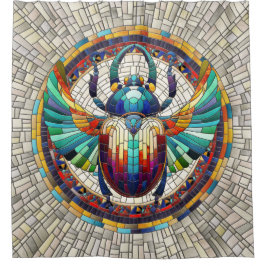 Ägyptischer Skarab-Käfer - Mosaikkunst Duschvorhang