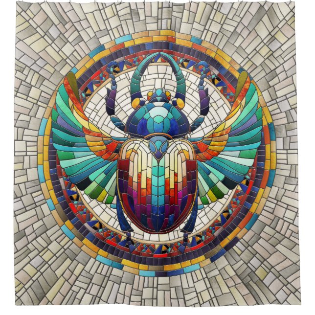 Ägyptischer Skarab-Käfer - Mosaikkunst Duschvorhang (Vorderseite)
