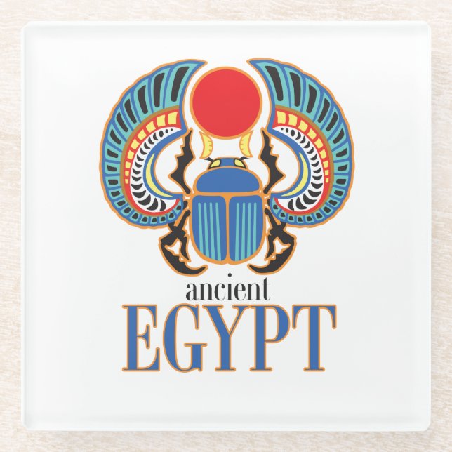 ägyptischer Skarabäenkäfer Altes Ägypten Glasuntersetzer (Vorderseite)