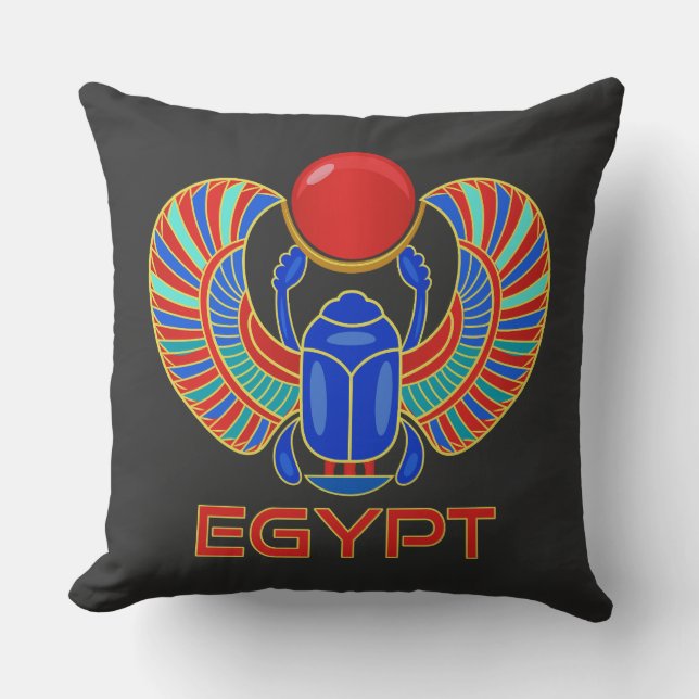 Ägyptischer Skarabäus mit dem Wort Ägypten Kissen (Vorderseite)