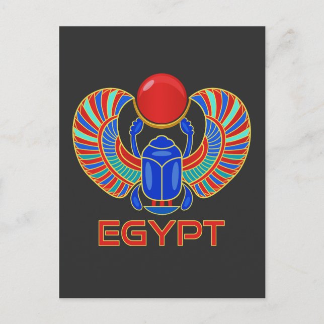 Ägyptischer Skarabäus mit dem Wort Ägypten Postkarte (Vorderseite)