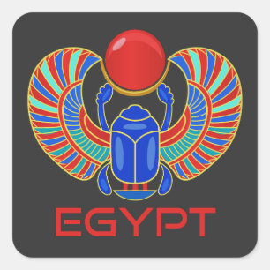 Ägyptischer Skarabäus mit dem Wort Ägypten Quadratischer Aufkleber