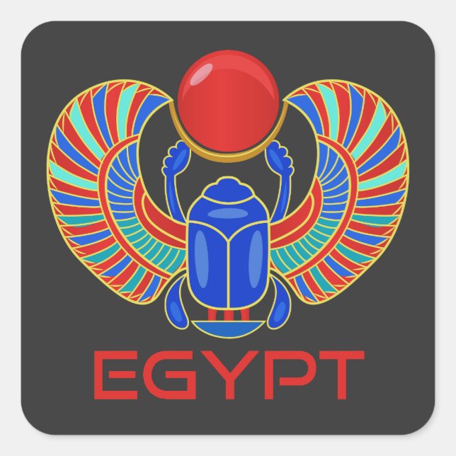 Ägyptischer Skarabäus mit dem Wort Ägypten Quadratischer Aufkleber (Vorderseite)